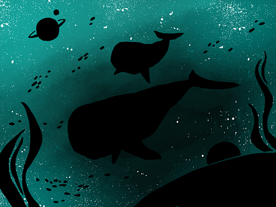 Space Whales abnormal art color design illustration