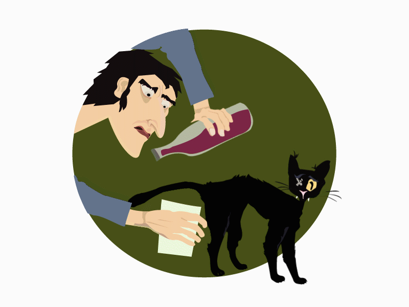 Black Cat animation flat illustration vector