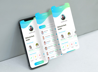 Medical app UI app design app ui colorful creative dashboard app medical app medical app ui minimalist profile page rating page simple surgeon app ui ui ui design