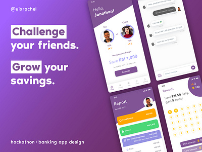 Social Challenge Banking App Concept adobe xd app banking daily ui design fintech icon identity illustration illustrator ios mobile typography ui uidesigner ux uxdesigner