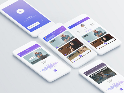 Woicee - Instagram for voice design gradient mobile mockup songs ui ux voice woicee