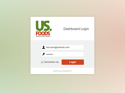 US Foods Dashboard Login green login red usfoods