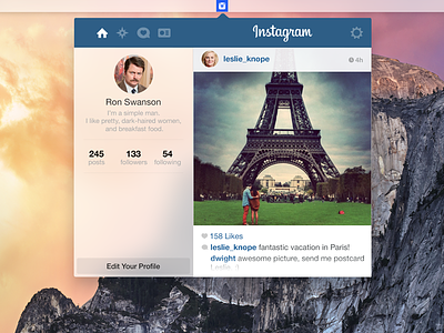 Yosemite Instagram Widget Rebound app concept desktop instagram macos osx widget yosemite