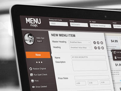 Menu Magic project admin dark dashboard menu navigation orange sidebar