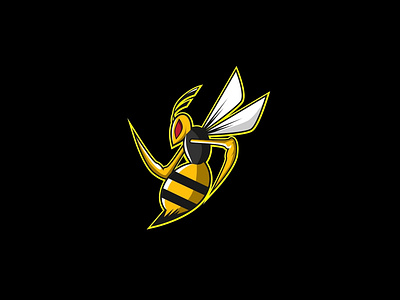 yellow bee angry badge bee bug character danger design esport game gaming hornet icon illustration insect logo mascot sport sting team vector