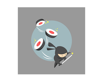 cut the sushi design food and drink illustration japanese katana ninja samurai sushi