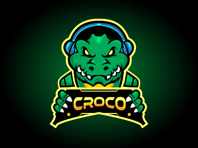 Crocodile gaming mascot alligator cartoon crocodile design gaming logo mascot vector