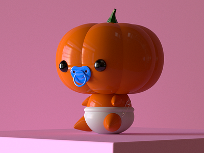 Pumpkin Kid 3d animation baby c4d character character design cinema4d food halloween kid maxon octane orange pumpkin redshift vegetable