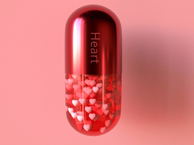 Heart growth medicine capsule cinema4d heart love maxon pills red redshift