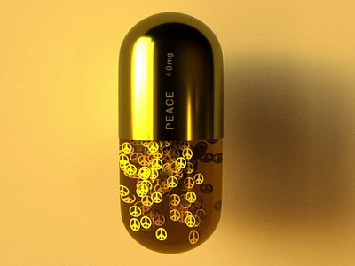 Peace growth medicine capsule cinema4d maxon peace pills redshift yellow
