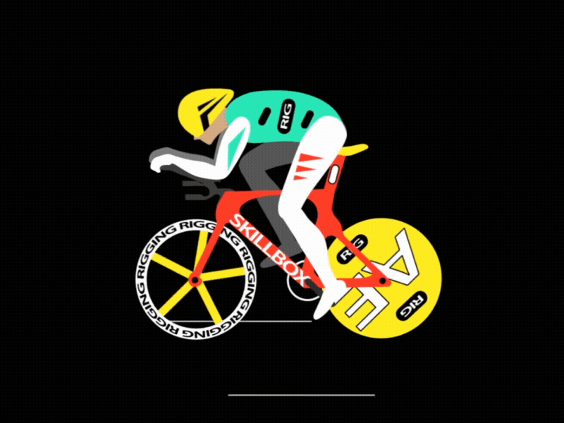 Сyclist animation black cyclist dinamic modern motion typogaphy