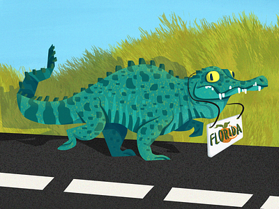 "Florida Man Registers Gator as a Car" alligator animal car cartoon character characterdesign crocodile florida gator illustration reptile road