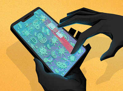 Phone Germs character coronavirus design disinfect germs hands illustration phone phones technology virus