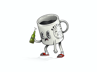 Vices bagel beer bottle character characterdesign coffee drink illustration mug rubberhose