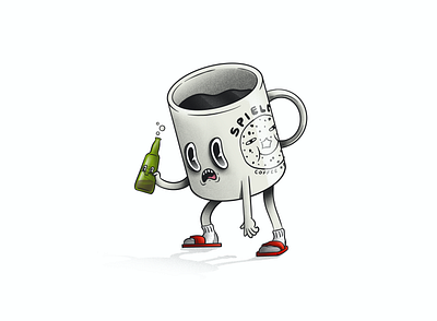 Vices bagel beer bottle character characterdesign coffee drink illustration mug rubberhose