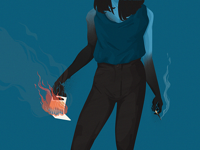 Ash (after) ash burn character characterdesign fire illustration light lighter match matches woman women