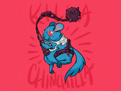Killa Chinchilla Commission animal character characterdesign chinchilla cute edgy illustration killer knife mace mouse rodent weapon