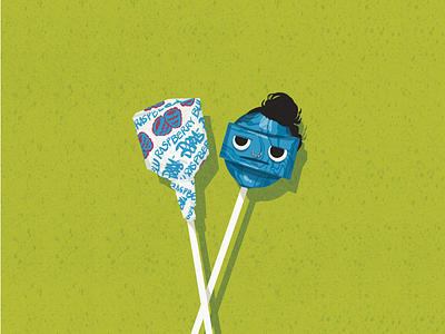 Candy Self Portrait (Dom-Dom) blue raspberry candy character characterdesign dumdums illustration lollipop sugar