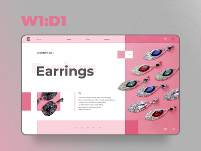 Self UI Challenge — 1. Earrings design earrings first screen flat pink typography ui ui challange web