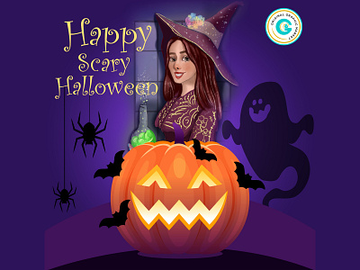 Happy Halloween Post For Social Media advertising bats branding design facebook freelancer ghost graphic design graphicdesign pumpkin witch