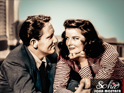 Spencer Tracy and Katharine Hepburn coloring. coloring edit graphic design graphicdesign lighting lightroom photoshop