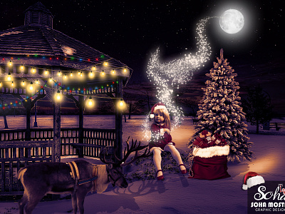 Christmas Magic - Photo Manipulation 2019 christmas freelancer fun gift graphic design graphicdesign kids magic manipulation moon new year photoshop santa santa clause tree xmas