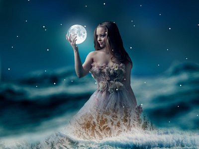 Sea and moon Magic Photo Manipulation creative digital art freelancer graphicdesign magic manipulaton moon sea