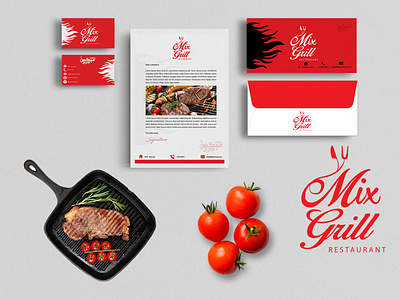 Mix Grill Restaurant Logo and Branding. advertising brand branding design digitalart food freelancer graphic design graphicdesign illustration logo photoshop product restaurant