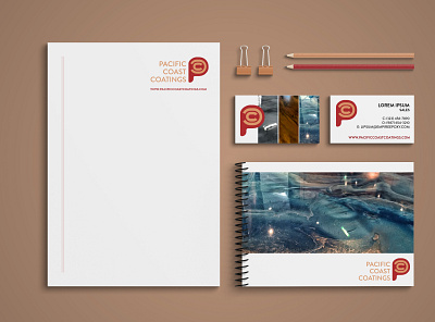 Logo & Stationery Concepts - Pacific Coast Coatings branding logo stationery