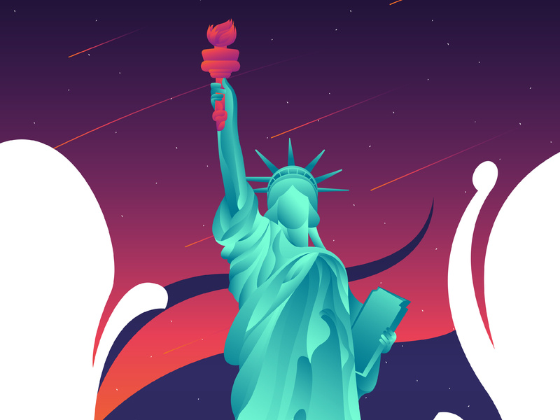 Liberty Statue sculpture america world landmarks gradient statue of liberty world new york landmark liberty illustration