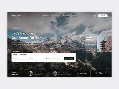 Homepage Travel Agency brand clean ecommerce minimal typography ui web