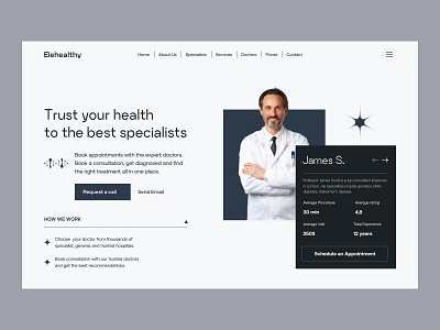 Elehealthy - Healthcare Website book booking clinic doctor expert health healthcare ui uitrends ux web web design website