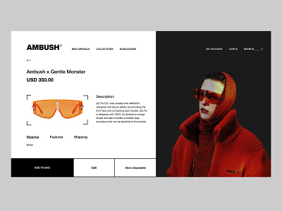 Product Page - Ambush animation art brand branding brutalism clean design ecommerce ecommerce design fashion fashion brand identity interface minimal type typography ui ux web website