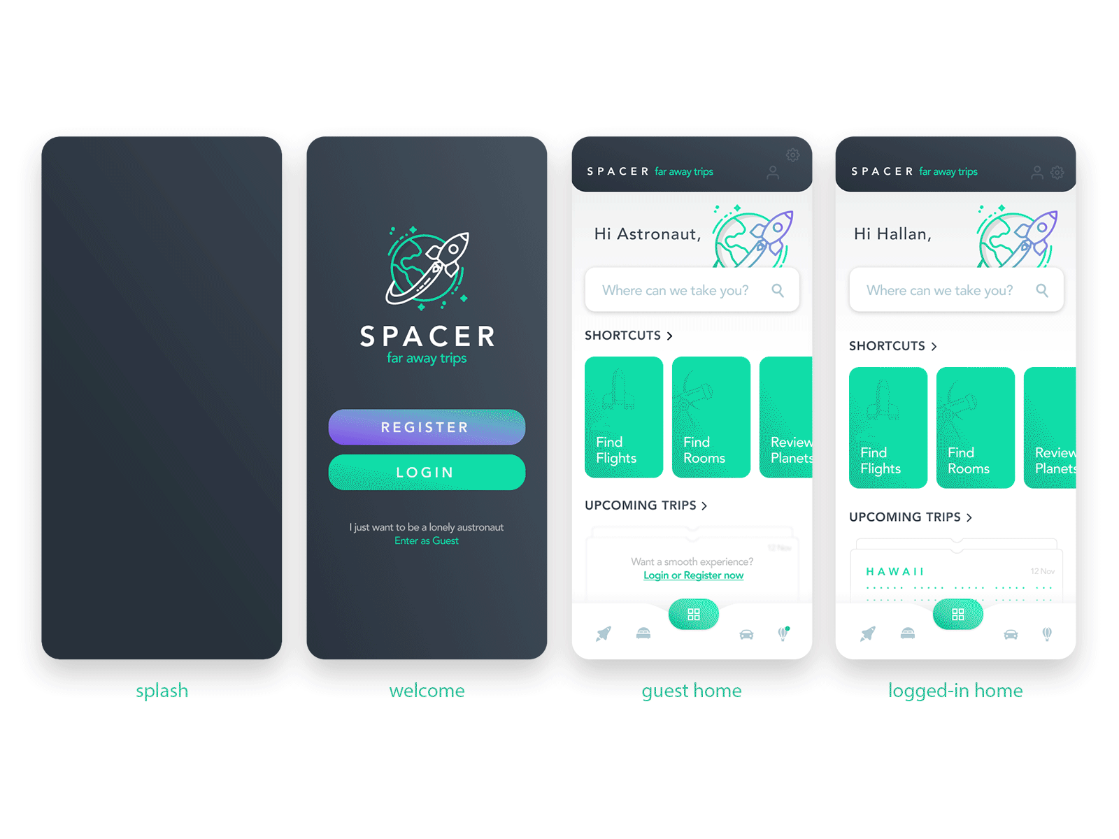 Spacer | Travel app app booking branding productdesign travel ui user experience user interface user interface design ux