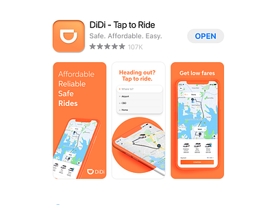 ASO: DiDi - Tap to Ride appstore aso australia didi didi rider digital design rideshare uber ui user interface ux