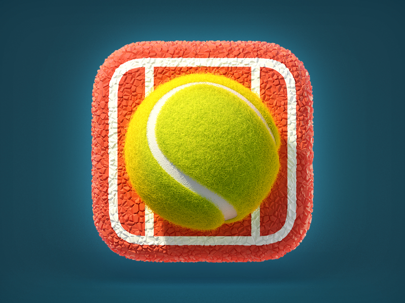 Tennis Ball Icon realistic skeuomorphism render ui 3d app icon ios tennis ball