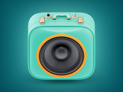 Suitcase Boombox Icon 3d app audio boombox icon ios music render ui