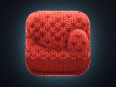 Knitted mitten iOS icon 3d app glove icon ios mitten render ui