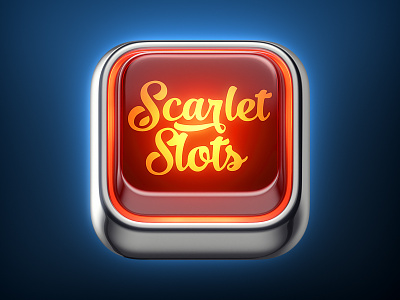 Scarlet Slots Icon 3d app button casino game icon ios render slots ui