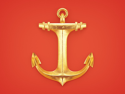 Gold Anchor 3d anchor cgi gold icon realistic render visualization
