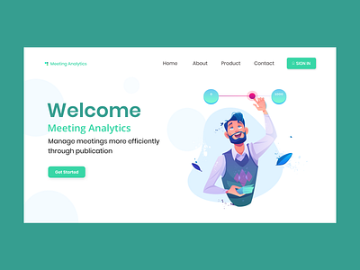 Meeting Analytic Landing Page analytics app app design application green home page home screen homepage design illustration art illustrator landing page design landing page ui landing pages meeting app mobile app mobile ui web webdesign website