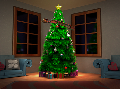 Christmas 3d 3d art animation christmas christmas tree design holidays maya newyear train