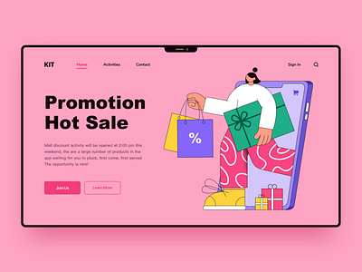 Shopping Web bug design girl icon illustration pink sale shopping ui vector web