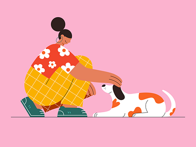 Have fun design dog girl illustration vector