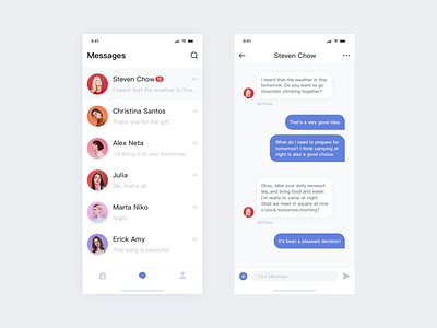 Chat. app design ui ux