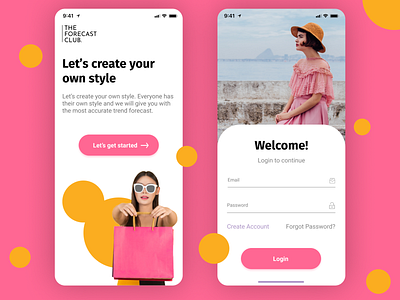 TheForecastClub App UI iOS app branding design fashion fashion app fashion design figma floral graphic design icon logo minimal minimalism minimalist logo minimalistic pastel typography ui ux web