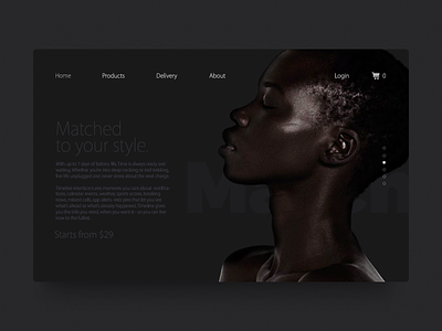 Matched to your style black clean landing minimal site slide type typography ui ux web