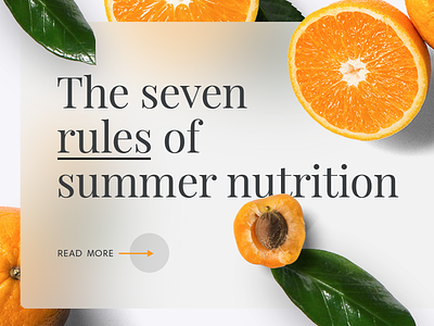 Seven rules of summer nutrition apricots clean landing minimal nutrition oranges summer typography ui ux vitamins web