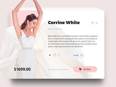 Corrine White buy cart clean dress pink shop ui ux web wedding white