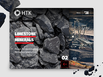 Header for mineral materials developer black clean landing minimal red rock site slide type typography ui ux